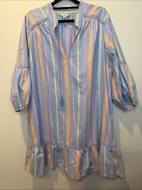 crown & ivy Blue Pastel Multi-Stripe Tunic Dress